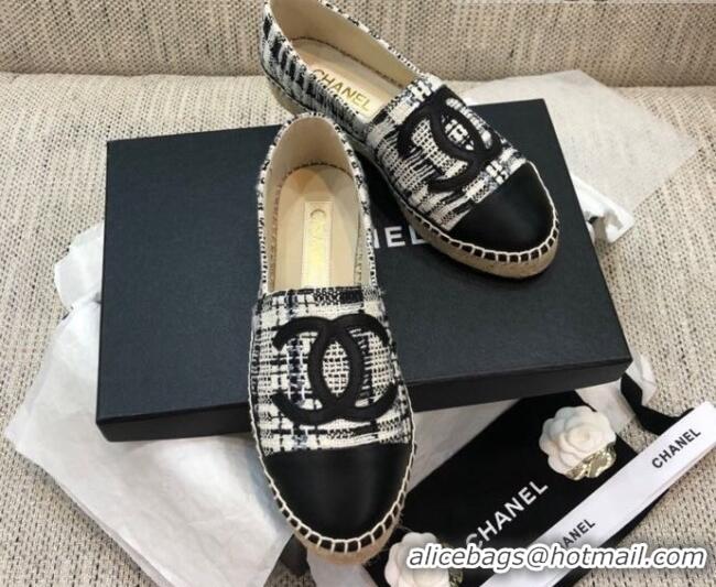 Pretty Style Chanel Tweed Flat Espadrilles G29762 Black 2021