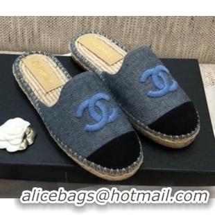 Unique Style Chanel Denim Espadrilles Mules G37482 Grey 2021