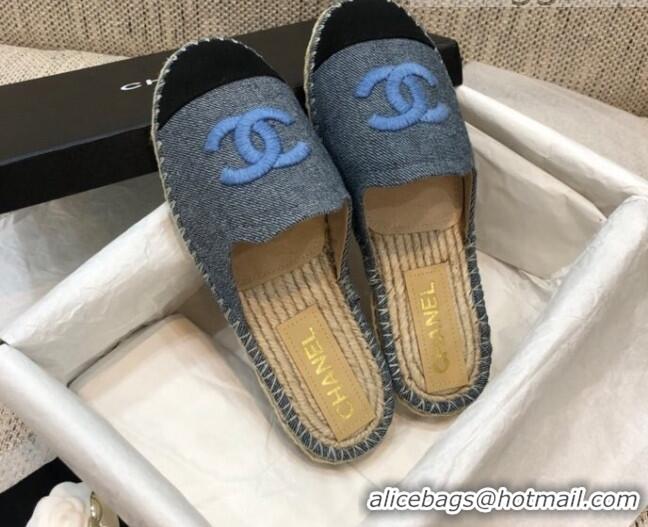 Unique Style Chanel Denim Espadrilles Mules G37482 Grey 2021