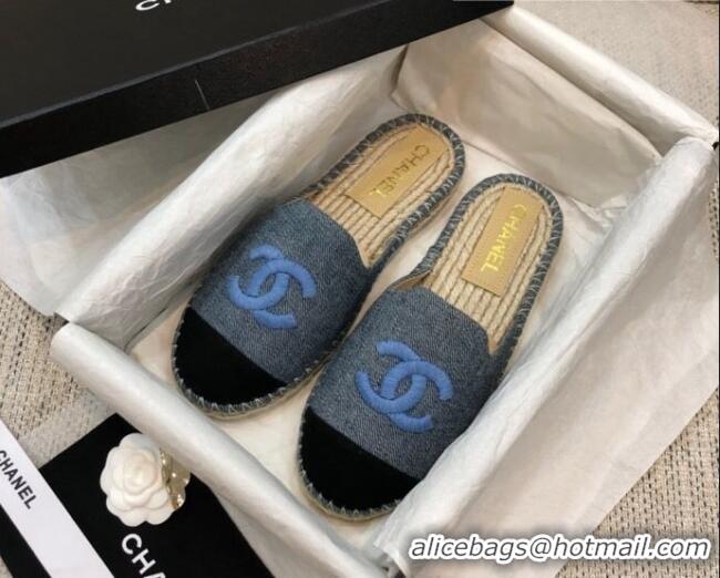 Unique Style Chanel Denim Espadrilles Mules G37482 Grey 2021