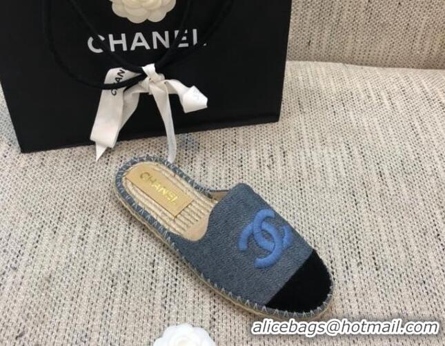 Unique Style Chanel Denim Espadrilles Mules G37482 Grey 2021