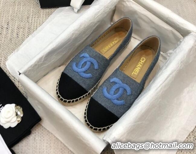 Unique Style Chanel Denim Espadrilles Mules G37482 Grey 2021