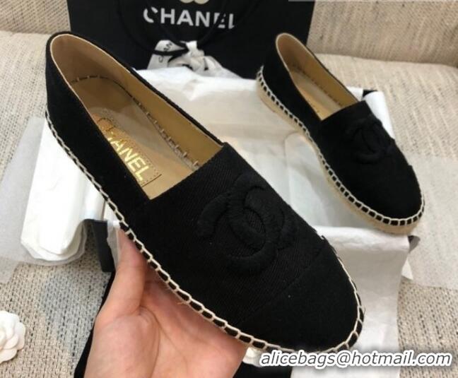 Low Cost Chanel Denim Espadrilles G29762 Black 2021