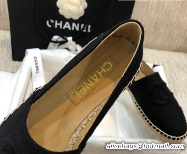 Low Cost Chanel Denim Espadrilles G29762 Black 2021