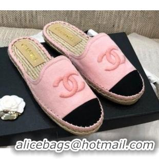 Stylish Chanel Denim Espadrilles Mules G37482 Pink 2021