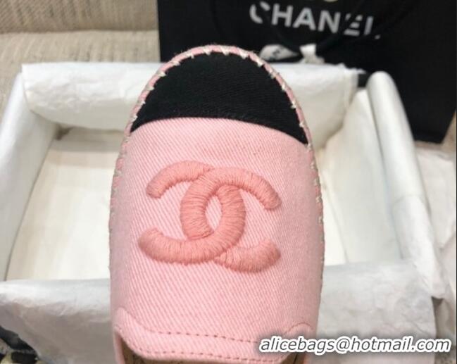 Stylish Chanel Denim Espadrilles Mules G37482 Pink 2021