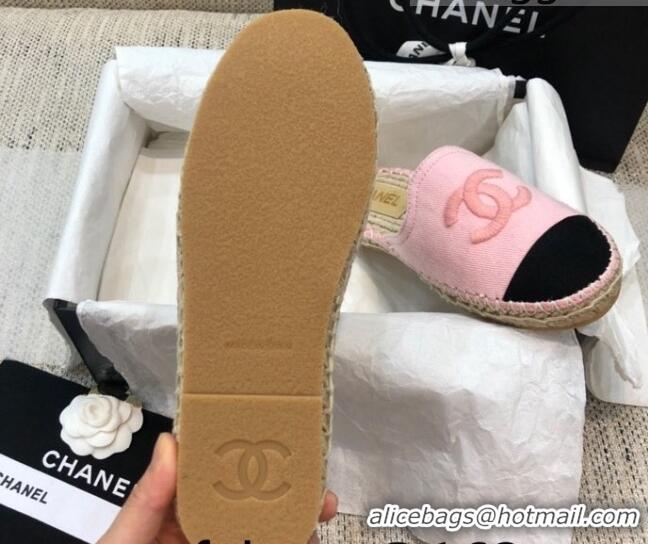 Stylish Chanel Denim Espadrilles Mules G37482 Pink 2021