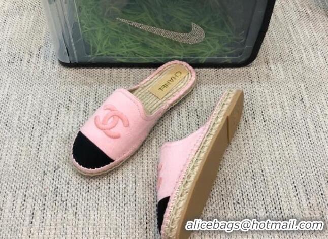 Stylish Chanel Denim Espadrilles Mules G37482 Pink 2021