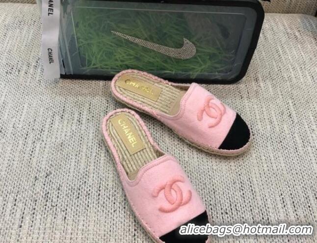 Stylish Chanel Denim Espadrilles Mules G37482 Pink 2021