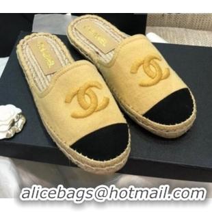 Charming Chanel Denim Espadrilles Mules G37482 Yellow 2021