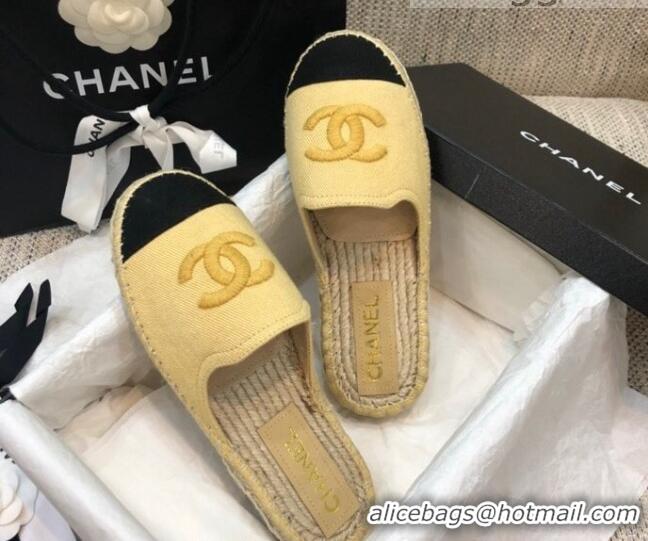 Charming Chanel Denim Espadrilles Mules G37482 Yellow 2021