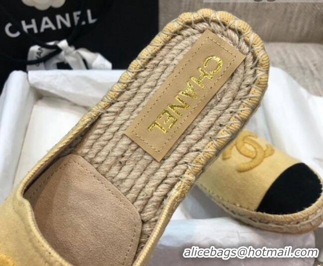 Charming Chanel Denim Espadrilles Mules G37482 Yellow 2021