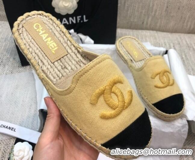 Charming Chanel Denim Espadrilles Mules G37482 Yellow 2021