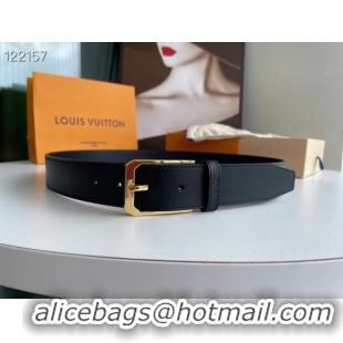 Famous Brand Louis Vuitton Original Calf Leather Belt 2569 black