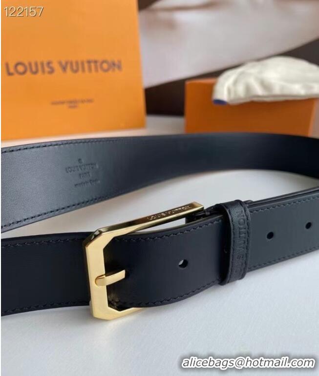 Famous Brand Louis Vuitton Original Calf Leather Belt 2569 black