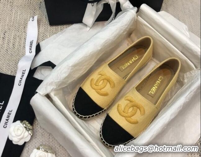 Shop Duplicate Chanel Denim Espadrilles G29762 Yellow 2021