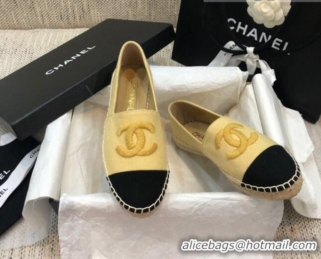 Shop Duplicate Chanel Denim Espadrilles G29762 Yellow 2021