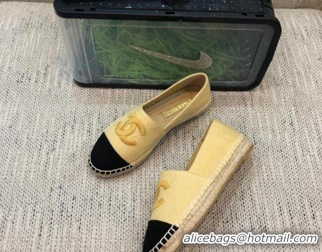 Shop Duplicate Chanel Denim Espadrilles G29762 Yellow 2021