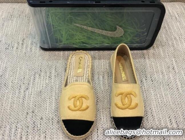 Shop Duplicate Chanel Denim Espadrilles G29762 Yellow 2021