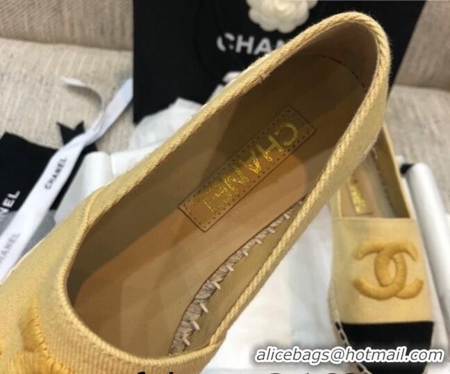 Shop Duplicate Chanel Denim Espadrilles G29762 Yellow 2021