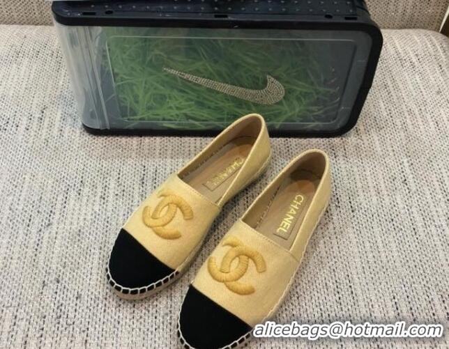 Shop Duplicate Chanel Denim Espadrilles G29762 Yellow 2021