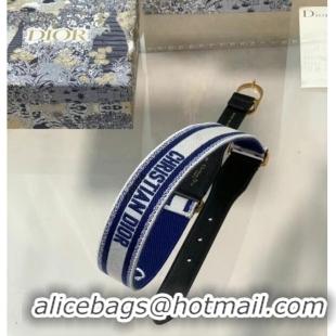 Shop Grade CHRISTIAN DIOR BELT Blue CHRISTIAN DIOR Embroidered Canvas 34 mm B0004CB