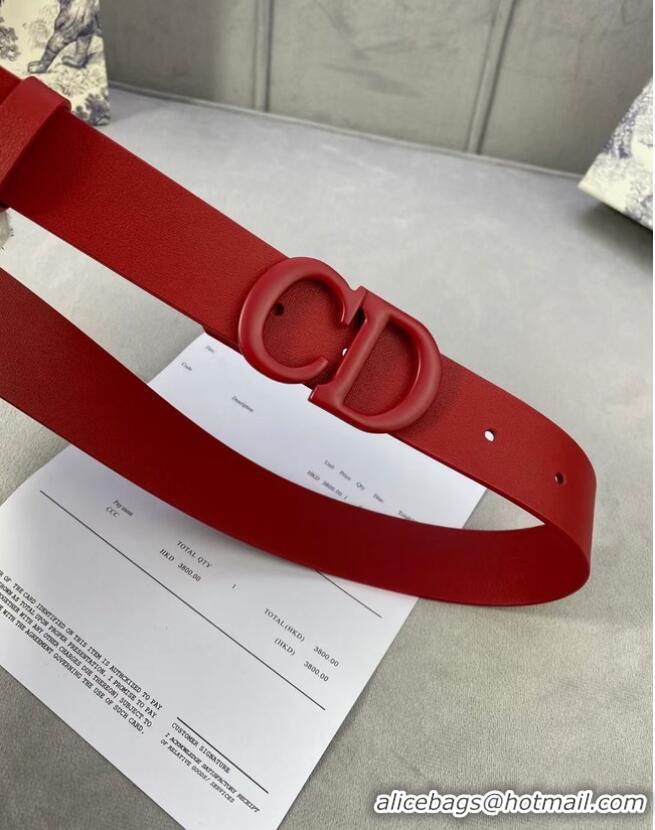 Buy Inexpensive DIOR-ID BELT Raspberry Smooth Calfskin 30 MM B0110UM Red