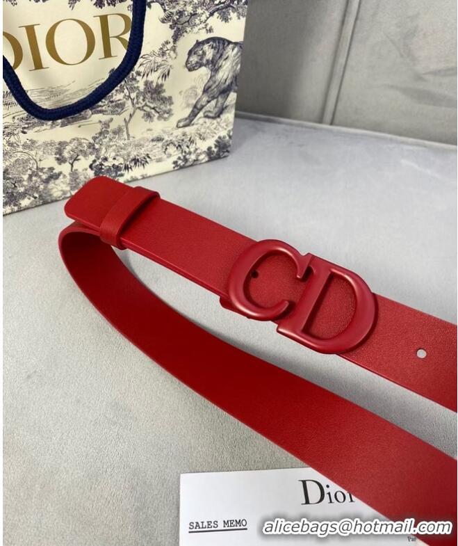 Buy Inexpensive DIOR-ID BELT Raspberry Smooth Calfskin 30 MM B0110UM Red