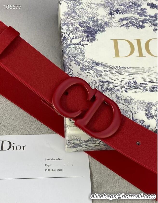 Buy Inexpensive DIOR-ID BELT Raspberry Smooth Calfskin 30 MM B0110UM Red