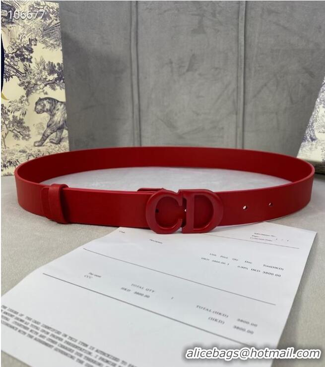 Buy Inexpensive DIOR-ID BELT Raspberry Smooth Calfskin 30 MM B0110UM Red