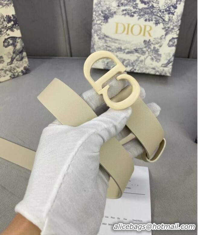 Free Shipping DIOR-ID BELT Raspberry Smooth Calfskin 30 MM B0110UM White