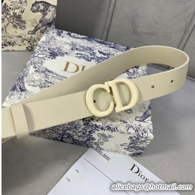 Free Shipping DIOR-ID BELT Raspberry Smooth Calfskin 30 MM B0110UM White