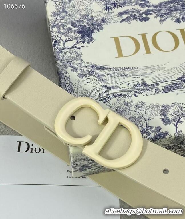 Free Shipping DIOR-ID BELT Raspberry Smooth Calfskin 30 MM B0110UM White