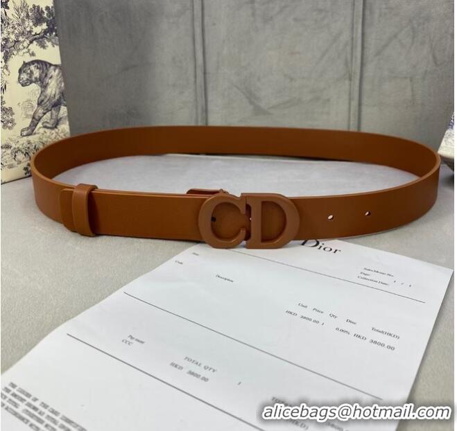 Classic DIOR-ID BELT Raspberry Smooth Calfskin 30 MM B0110UM Brown