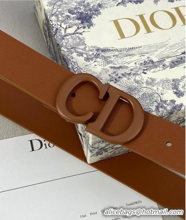 Classic DIOR-ID BELT Raspberry Smooth Calfskin 30 MM B0110UM Brown