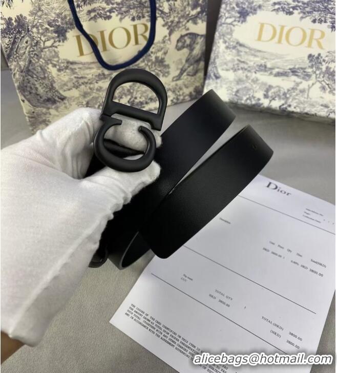 Good Product DIOR-ID BELT Raspberry Smooth Calfskin 30 MM B0110UM Black