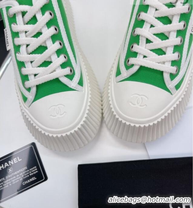 Ladies Chanel Canvas Platform Sneakers 060947 Green 2021