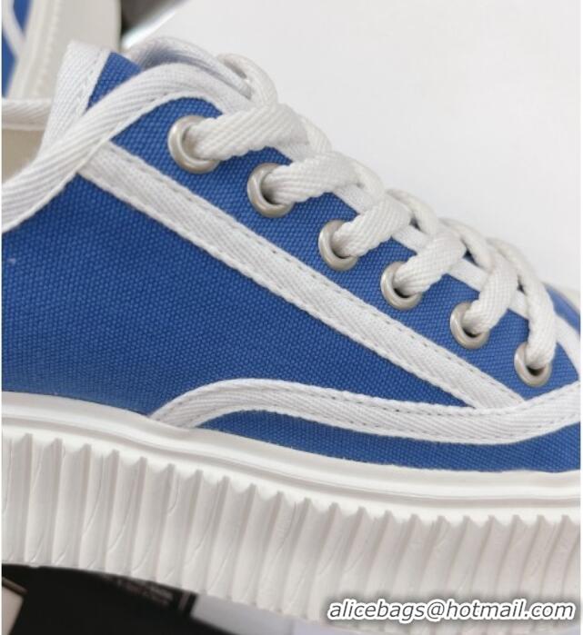 Luxurious Chanel Canvas Platform Sneakers 060947 Sky Blue 2021