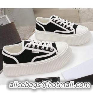 Cheap Price Chanel Canvas Platform Sneakers 060947 Black