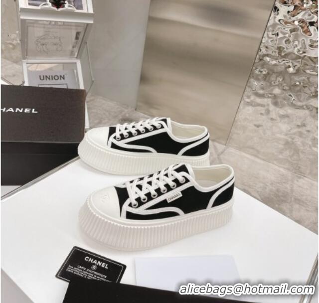 Cheap Price Chanel Canvas Platform Sneakers 060947 Black