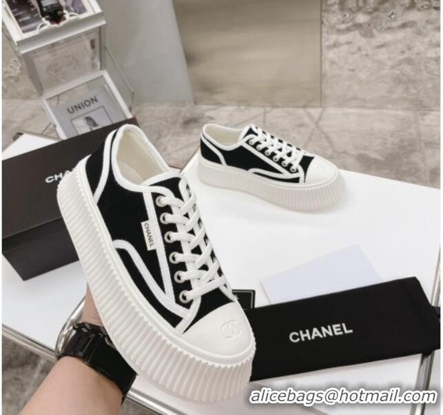 Cheap Price Chanel Canvas Platform Sneakers 060947 Black