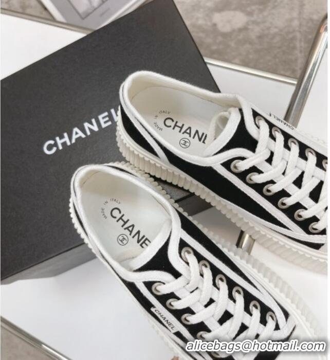 Cheap Price Chanel Canvas Platform Sneakers 060947 Black