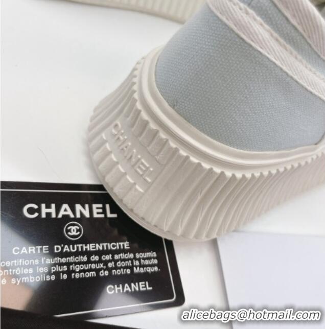 Luxury Cheap Chanel Canvas Platform Sneakers 060947 Light Blue