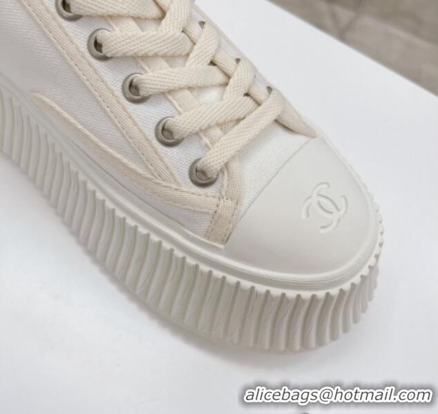 Popular Style Chanel Canvas Platform Sneakers 060947 White