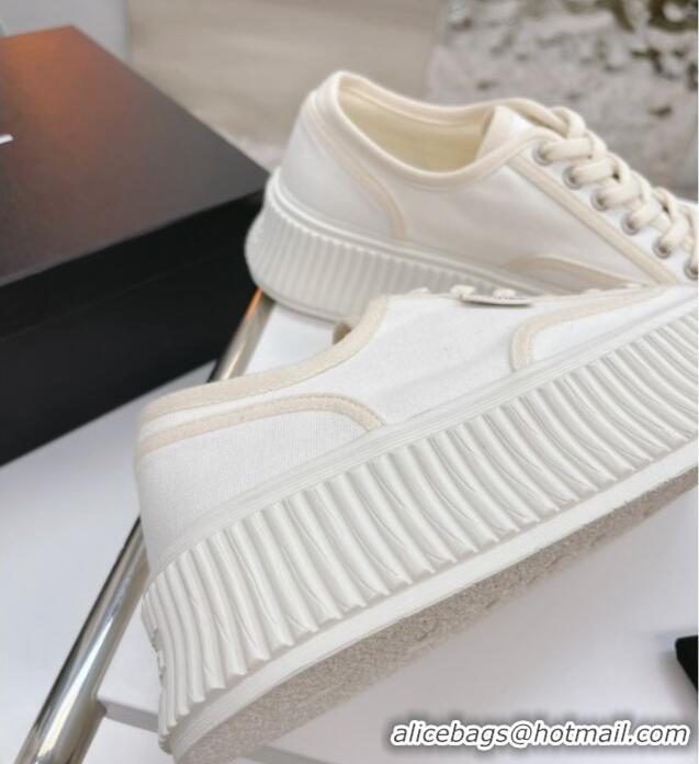 Popular Style Chanel Canvas Platform Sneakers 060947 White