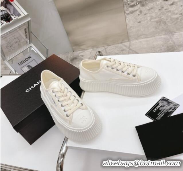 Popular Style Chanel Canvas Platform Sneakers 060947 White