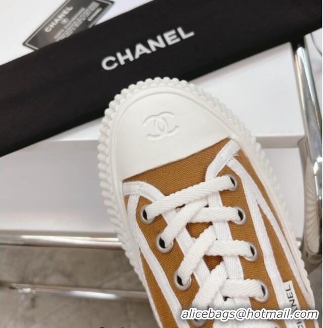 Unique Style Chanel Canvas Platform Sneakers 060947 Brown