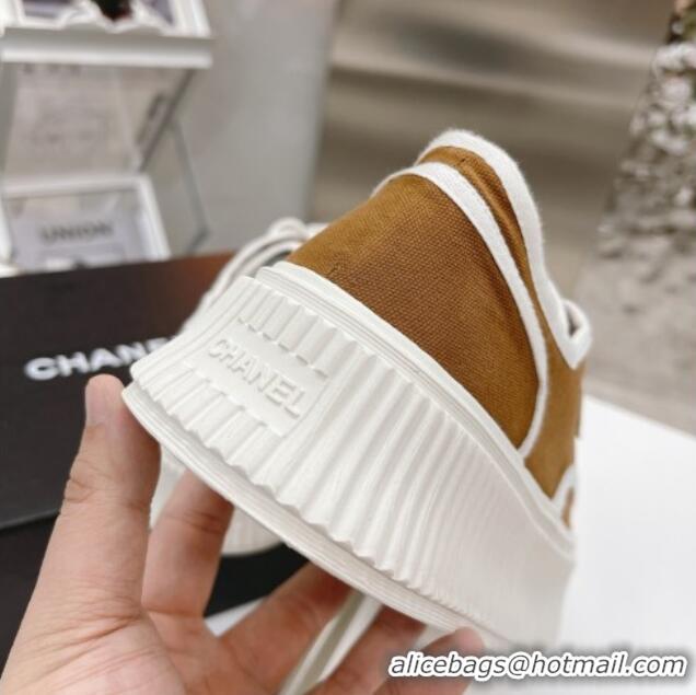 Unique Style Chanel Canvas Platform Sneakers 060947 Brown