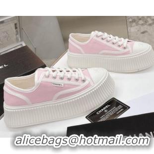 Top Design Chanel Canvas Platform Sneakers 060947 Pink