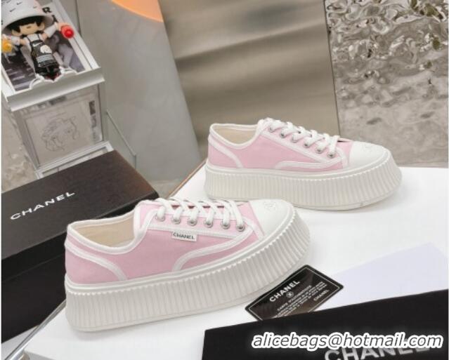 Top Design Chanel Canvas Platform Sneakers 060947 Pink